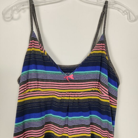 Xhilaration Women's Sleep Dress Size L Striped Gray Blue Multicolor Comfy Night - Picture 2 of 8